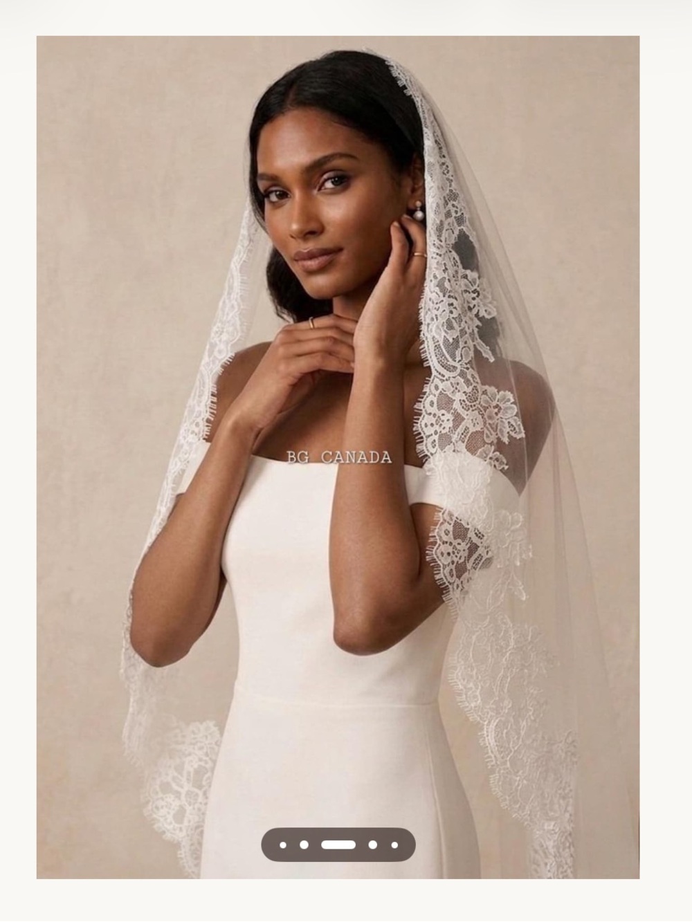 Chantilly Lace Wedding Veil - White